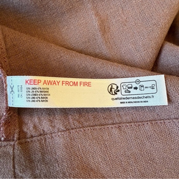 Free People Emmers Linen Mdid Dress in Mauve Brown Chic - Picture 12 of 14